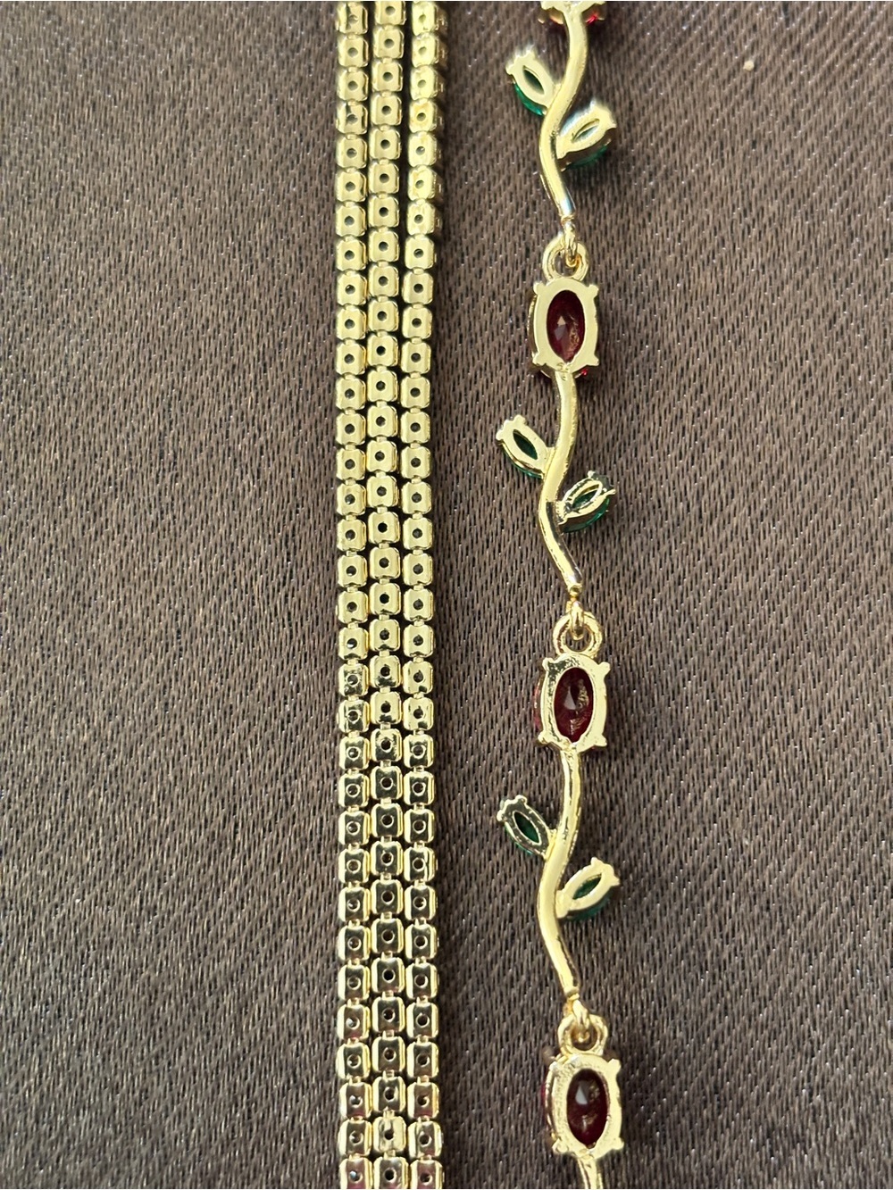 Pretty Bird Yellow Gold Rose & Triple Tennis CZ Bracelets - Picture 11 of 12